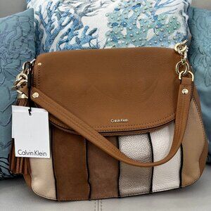 BNWT! Calvin Klein Lynn Pebble Leather and Suede Handbag